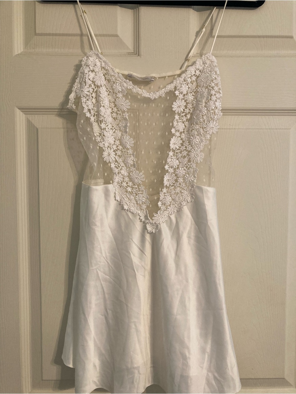 Flora Nikrooz White Lace & Sheer Chemise
